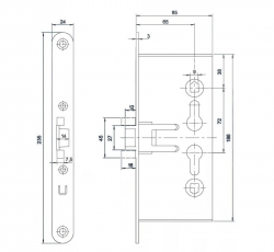 Корпус огнестойкого замка DL 1739/65mm PZ ZN